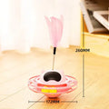 Pink cat tumbler turntable toy with stick for interactive play