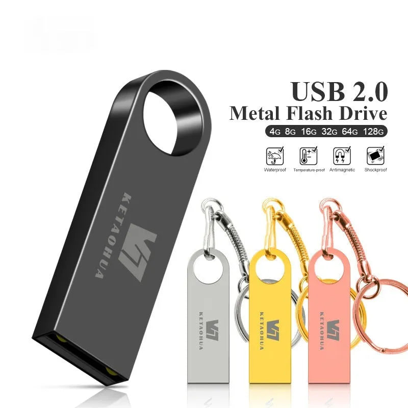 Slim silver metal USB flash drive on a dark background showing its compact 39mm length and 4.5mm thickness.