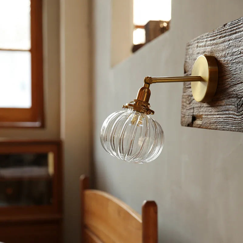 Glass wall lamp with water ripple or blue shade for living room or bedroom