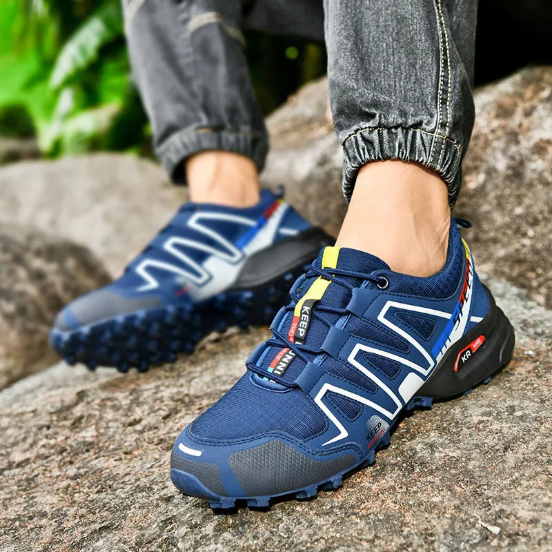 Men's grey orange and black casual shoes with synthetic leather upper and rubber sole