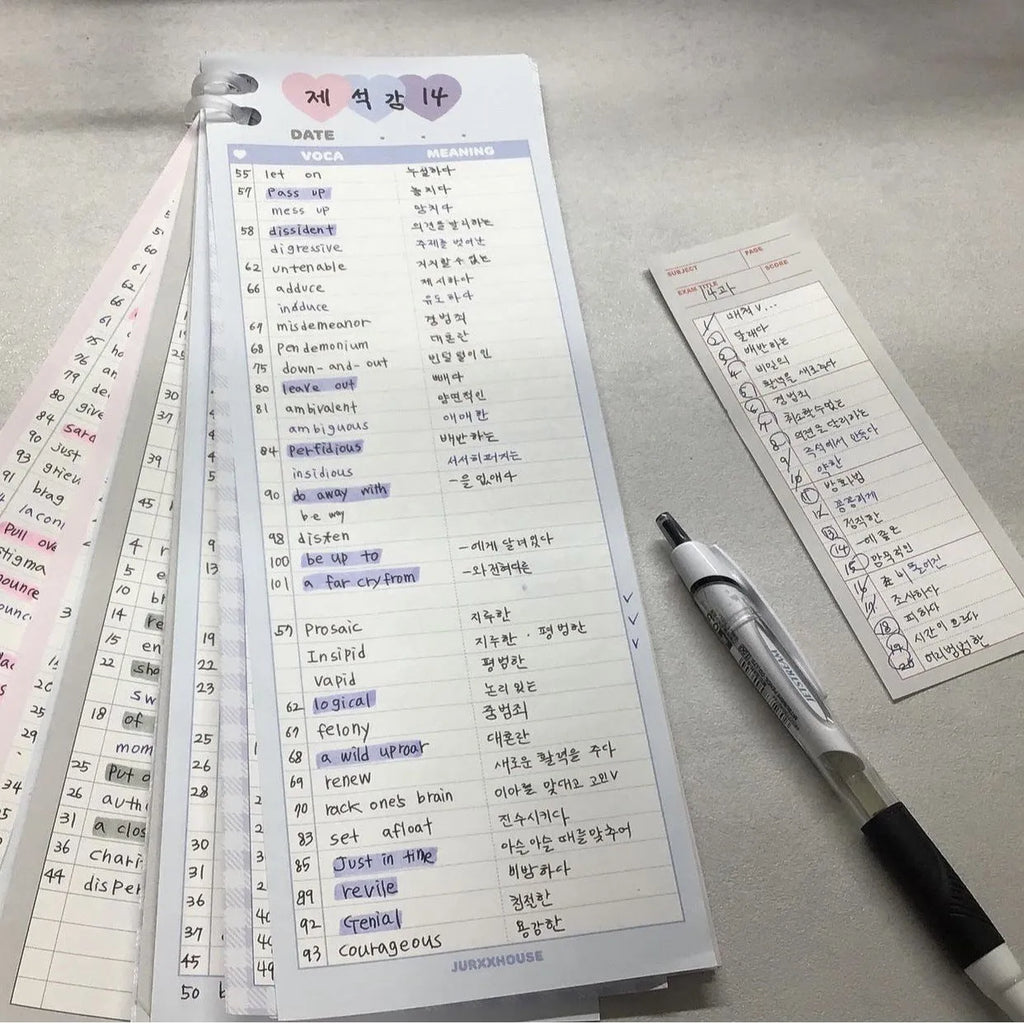 Vertical English vocabulary learning notepad in B5 half size with double-sided printing