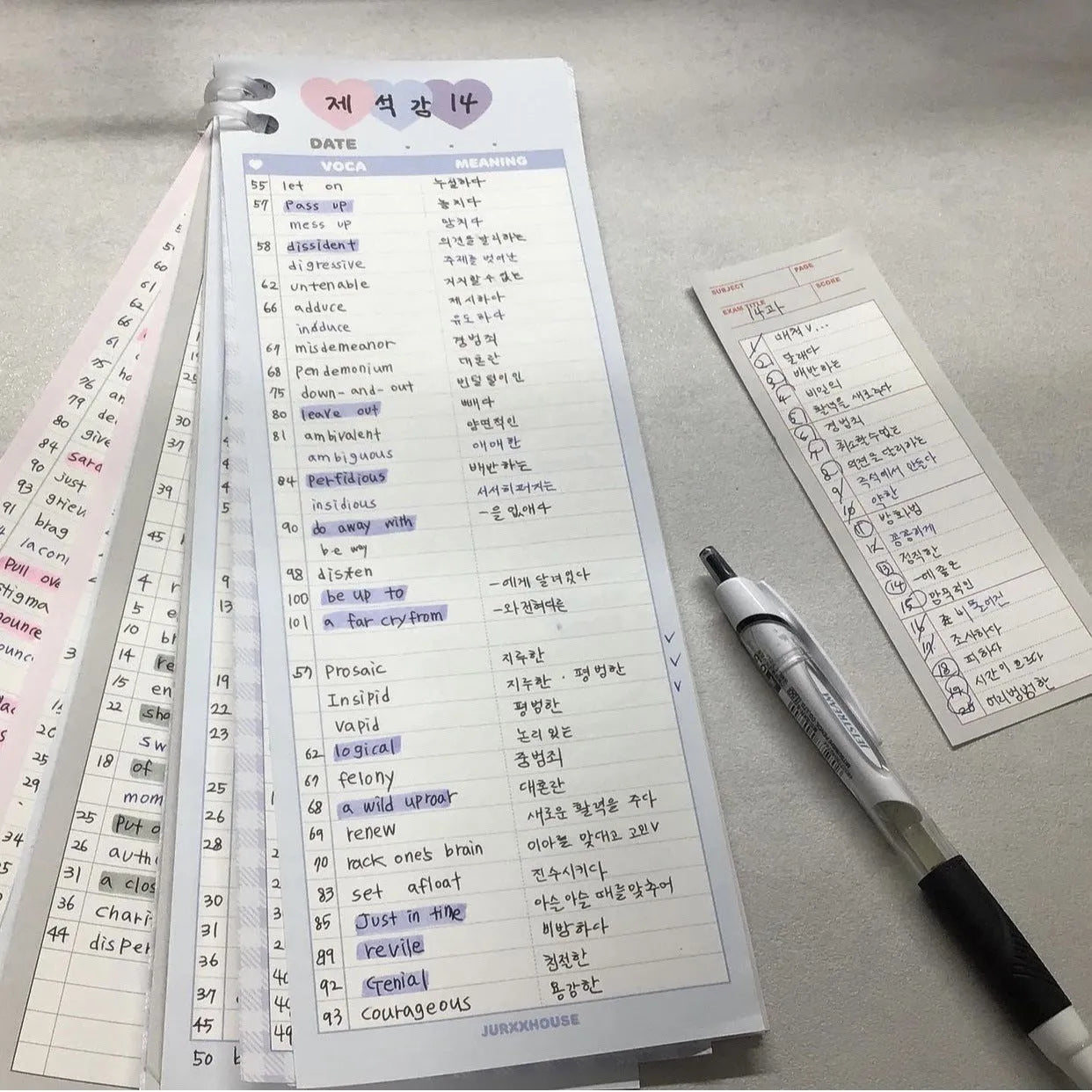 Vertical English vocabulary learning notepad in B5 half size with double-sided printing