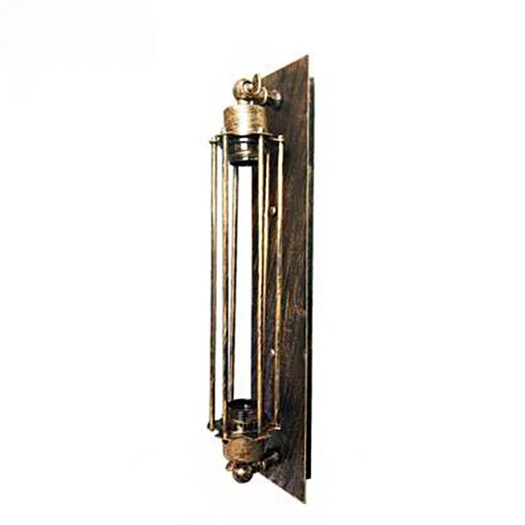 Industrial style retro flute iron wall lamp in silver finish on a wall.