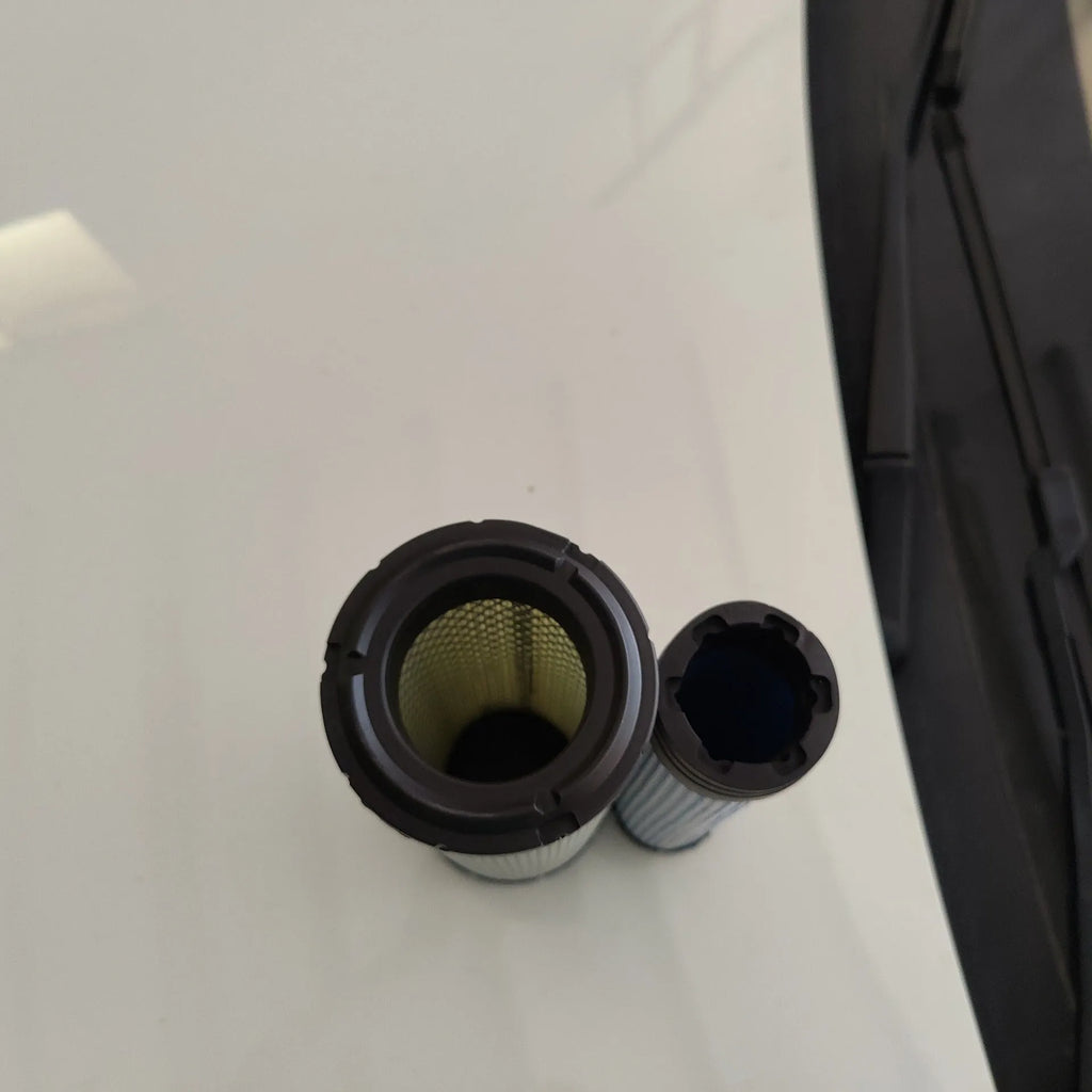Donaldson 1027 air filter with straight head and elbow fitting options showing dimensions