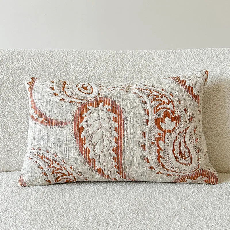 American-style jacquard paisley pillow cover in amber colour, 45x45cm, for sofa backrest