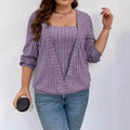 Women's solid colour false two-piece suit top with long sleeves and V-neck in rib fabric.