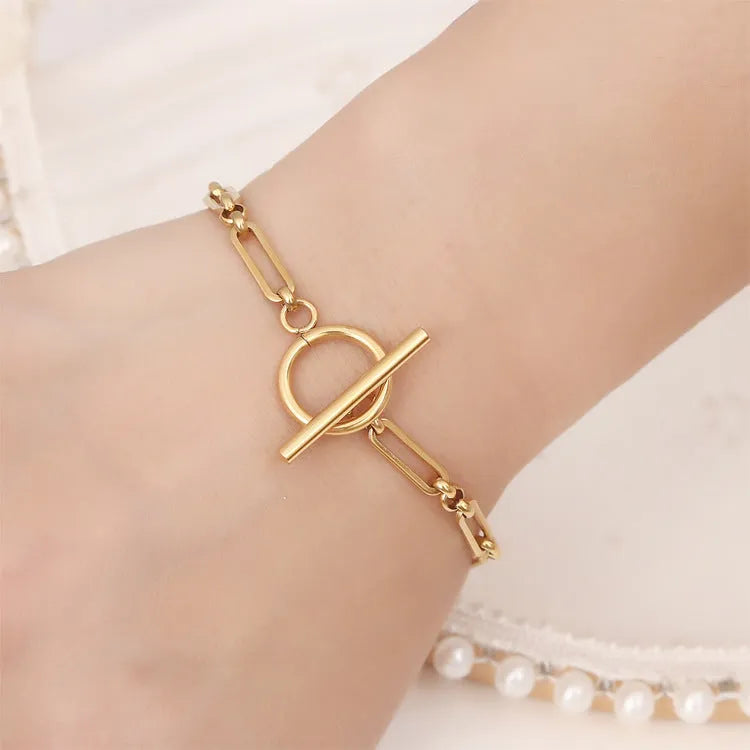Stainless steel Chopin chain necklace and bracelet set with electroplated gold or silver finish, unisex simple design