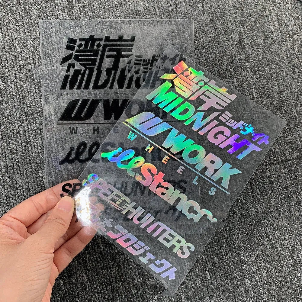 Motorcycle reflective bumper sticker measuring 16cm by 11cm in various colour options.