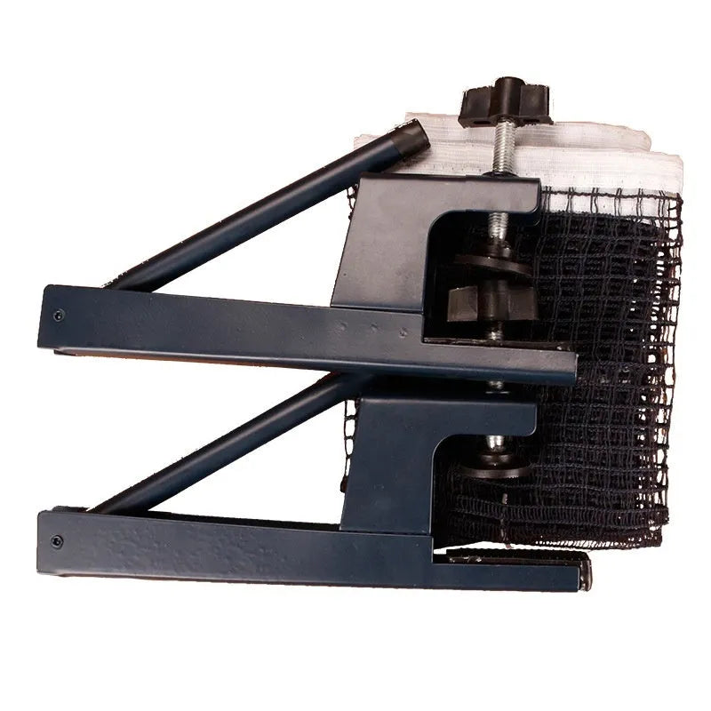Thickened table tennis post set with universal large clip for indoor open grid table frames.