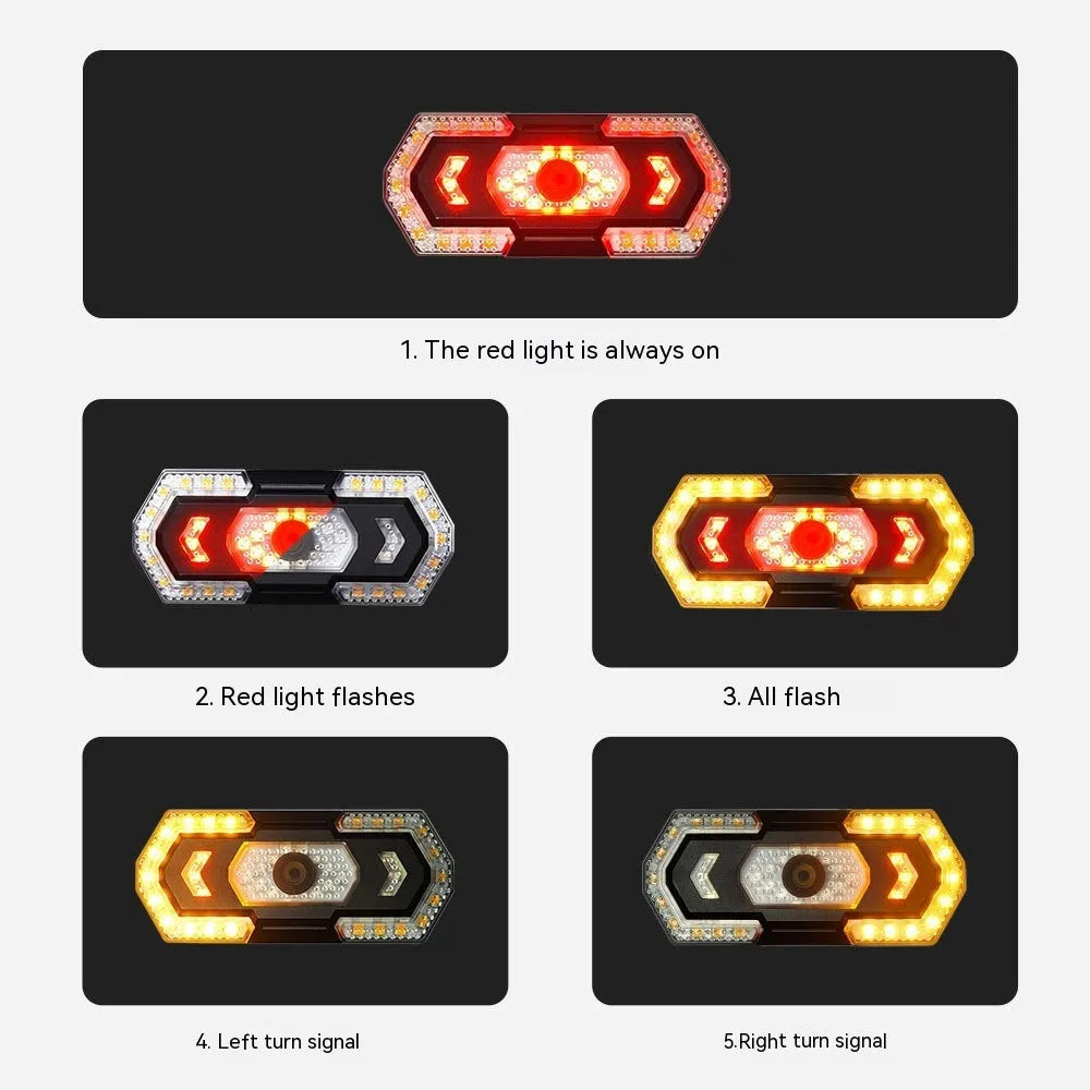 Black wireless remote control car taillight with USB charging port