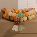 Natural jinsi jade multi-layer bracelet for women with an orchid pendant on wrist
