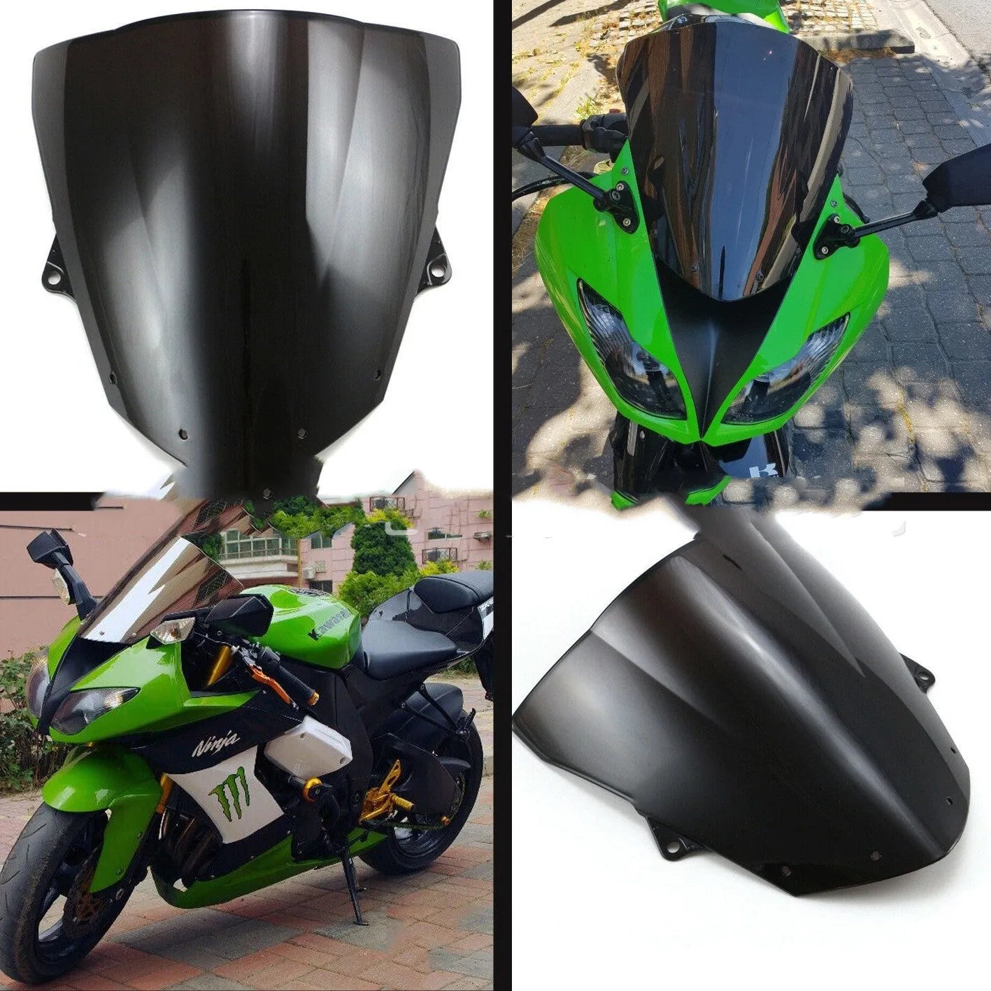 Blue motorcycle windscreen for Kawasaki ZX-6R and ZX-10R sport bikes