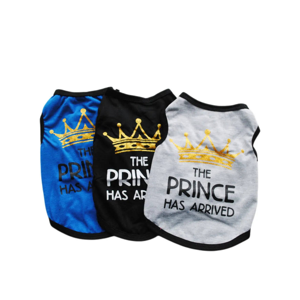 Lightweight cotton summer vest for a dog shown in a choice of six colours including black, grey, blue, pink, and rose.