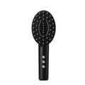 Black handheld scalp massager with LED illumination and vibration functions
