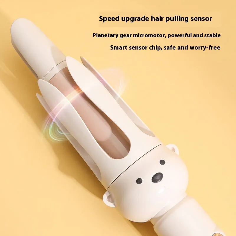 Beige anion automatic hair curler with FS-H208 negative ion technology and wired power supply