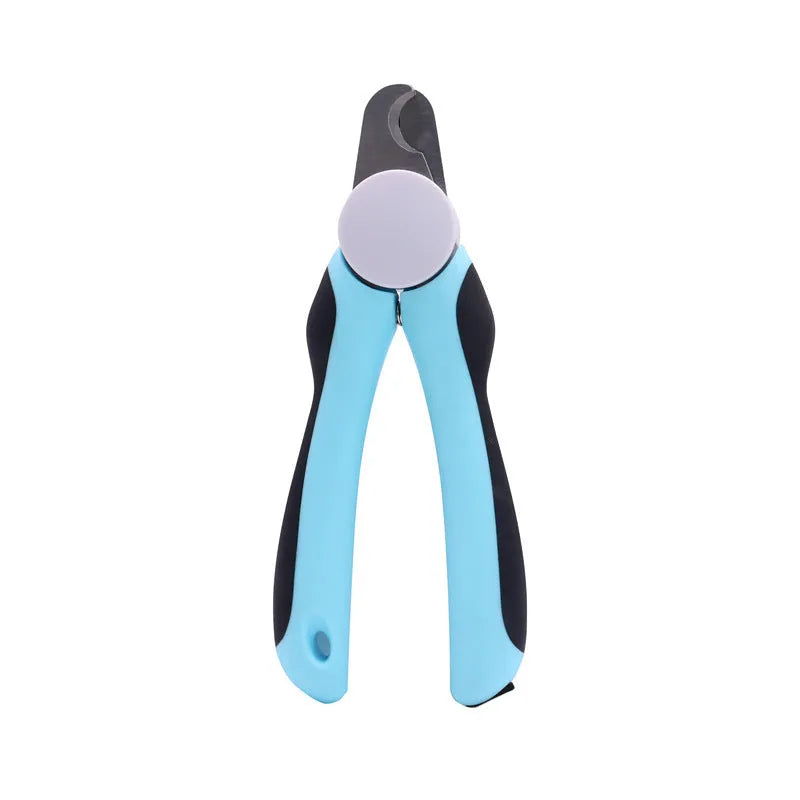 Blue heavy-duty dog nail clippers with safety guard for trimming thick nails on large breeds