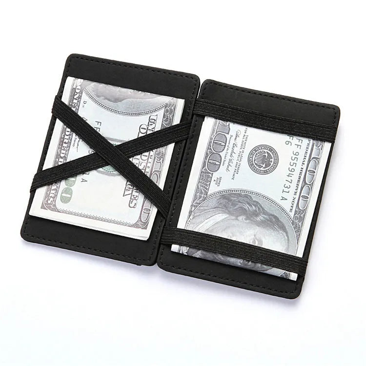 PU leather magic wallet with RFID protection, zipper coin compartment and five colour options