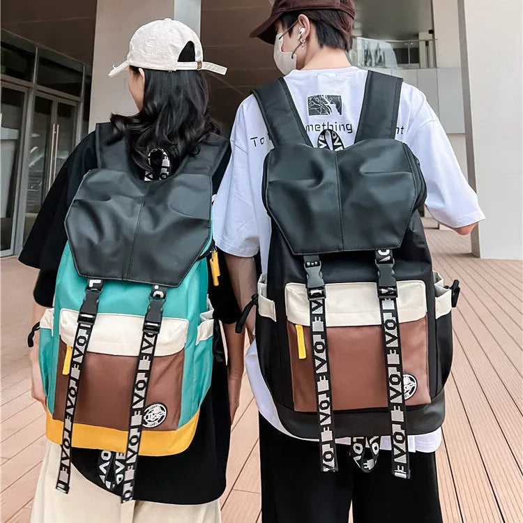 Oxford cloth backpack in black green or red with 32cm width and 17cm depth for students