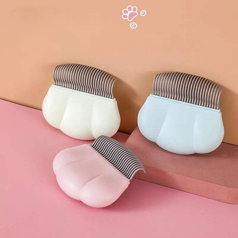 Paw Soft deshedding brush with blue silicone teeth for cat dog bunny grooming