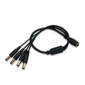Black 12V monitoring power cord with DC one-in-four interface and 5.5mm connectors for CCTV cameras
