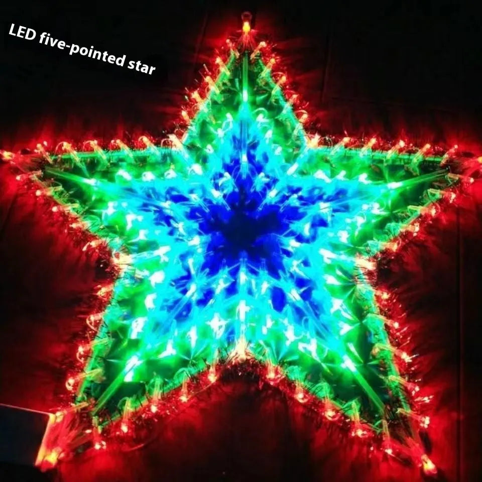 Outdoor Christmas festival string lights with decorative peacock, heart, sunflower, and star shaped plastic lamp covers