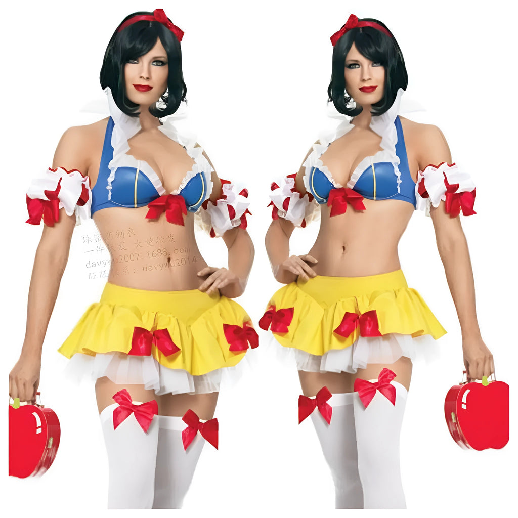 Snow White anime costume dress set with headdress, top, skirt and hand sleeves