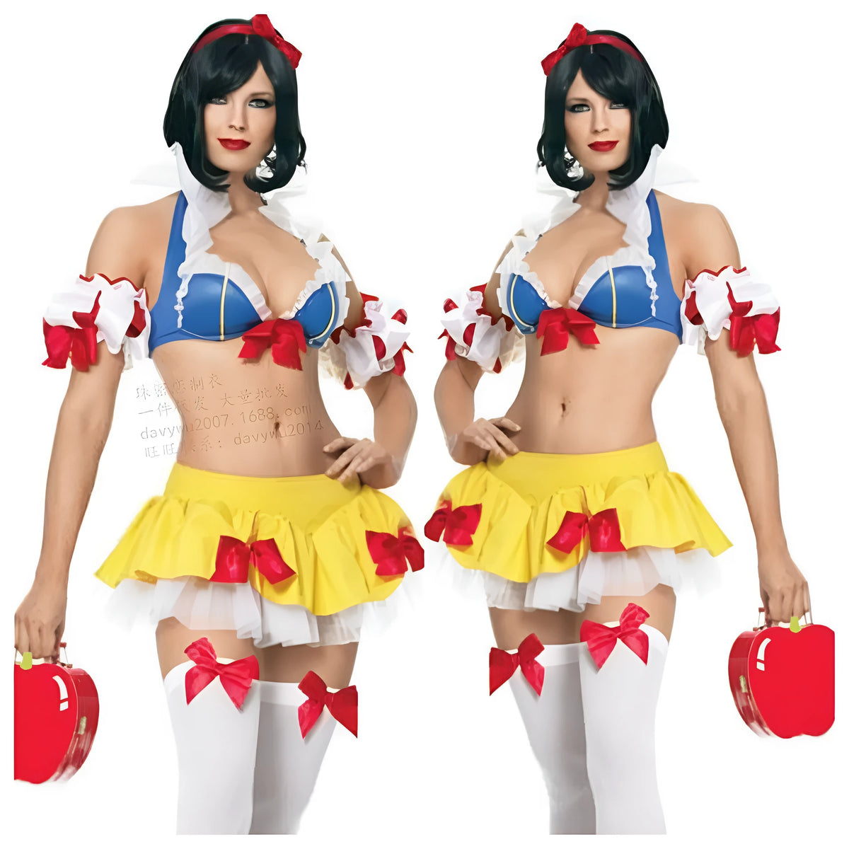 Snow White anime costume dress set with headdress, top, skirt and hand sleeves