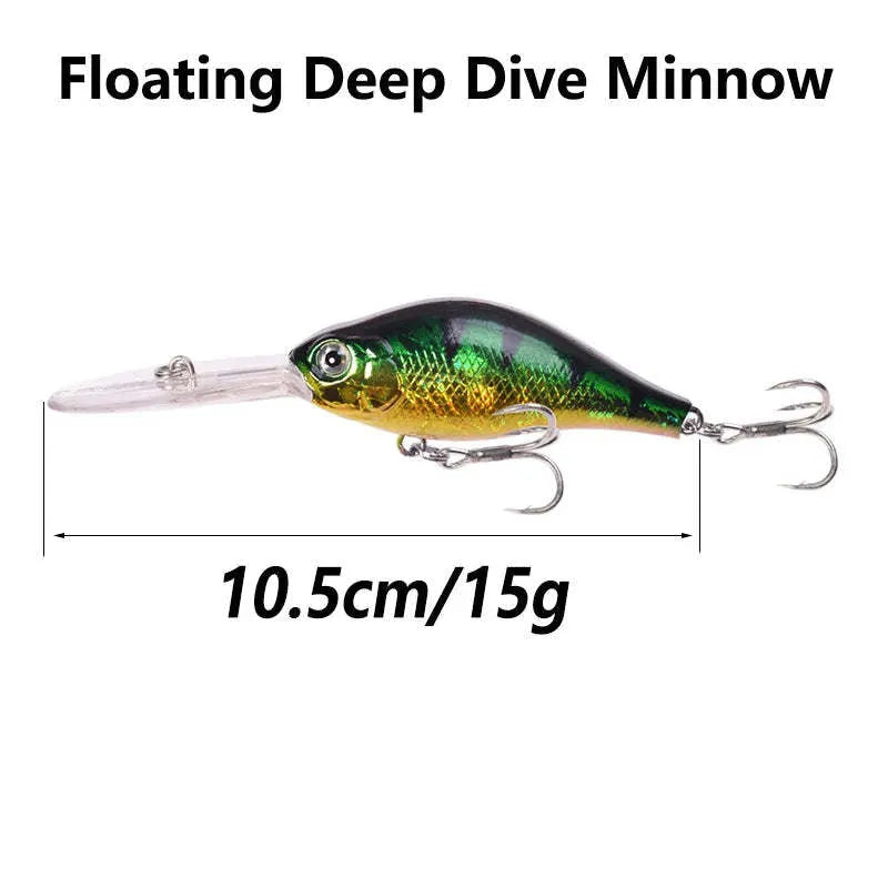 Little Fat Man 10.5cm deep diving minnow fishing lure with long tongue board