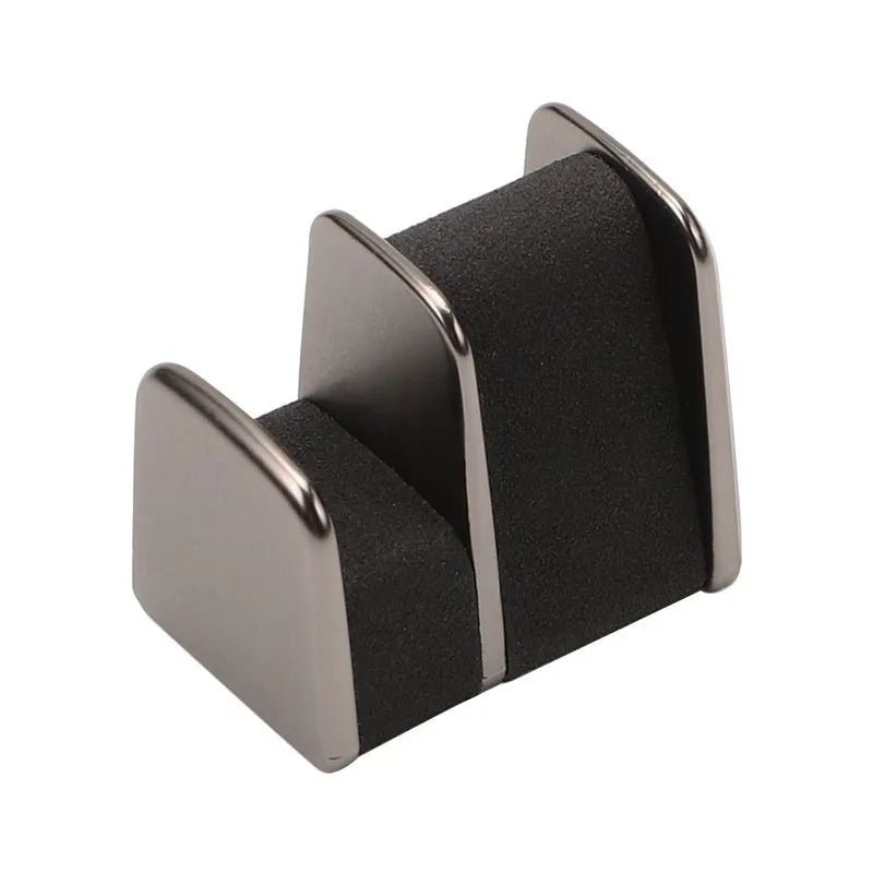 Zinc alloy and leather car dashboard glasses clip in black holding sunglasses securely