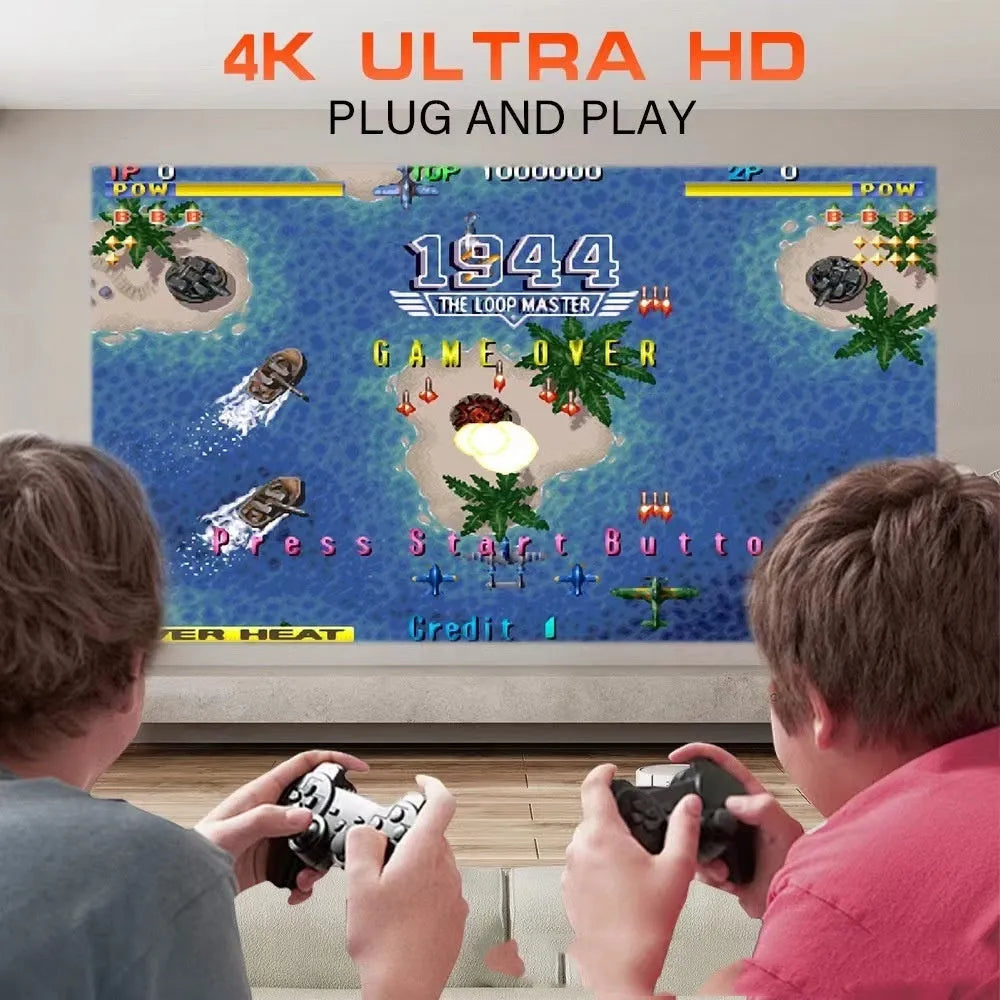 Wireless home gaming projector with HD 720p resolution displayed alongside gaming console