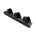 Black ABS plastic three-hole instrument stand for universal 52mm car gauges, right-drive configuration.