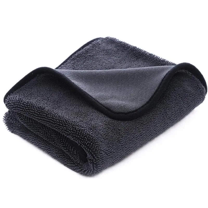 Small braid twisted car cleaning towel shown in grey colour with textured surface for glass washing