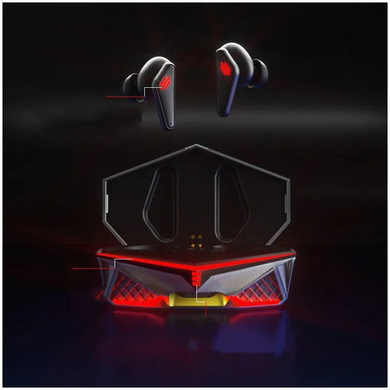 K98 Black Bluetooth wireless headset with earpieces and charging bay