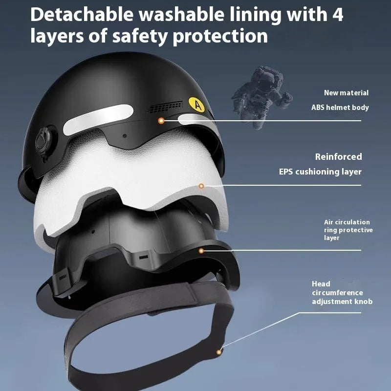 3C certified full-face electric motorcycle helmet in light pink with sun protection visor