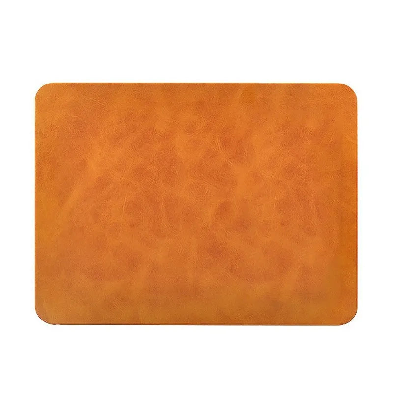 Brown leather wireless charging mouse pad with Micro USB cable showing 400x300mm dimensions