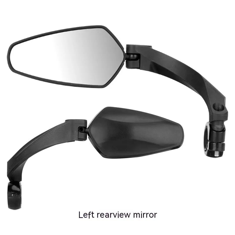 Black mountain bike rearview mirror with rotatable adjustment on PMMA acrylic surface