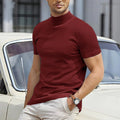 Men's plus size half-high collar cotton blend T-shirt in multiple colours