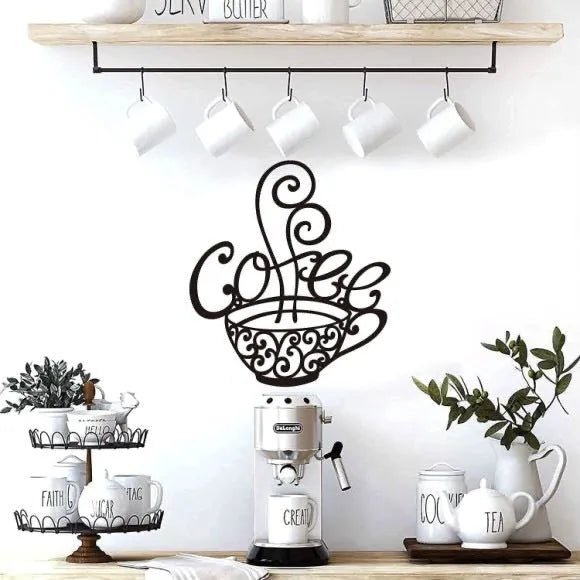 Black wrought iron English letters silhouette wall decoration measuring 26x28cm