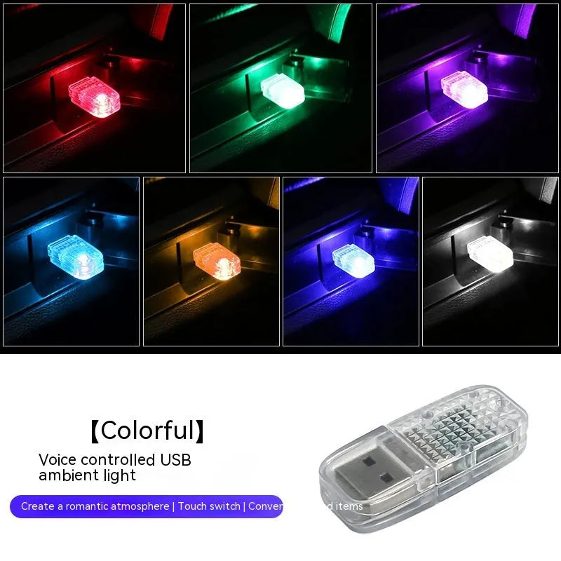 USB car atmosphere light with touch control and RGB voice function for interior mood lighting