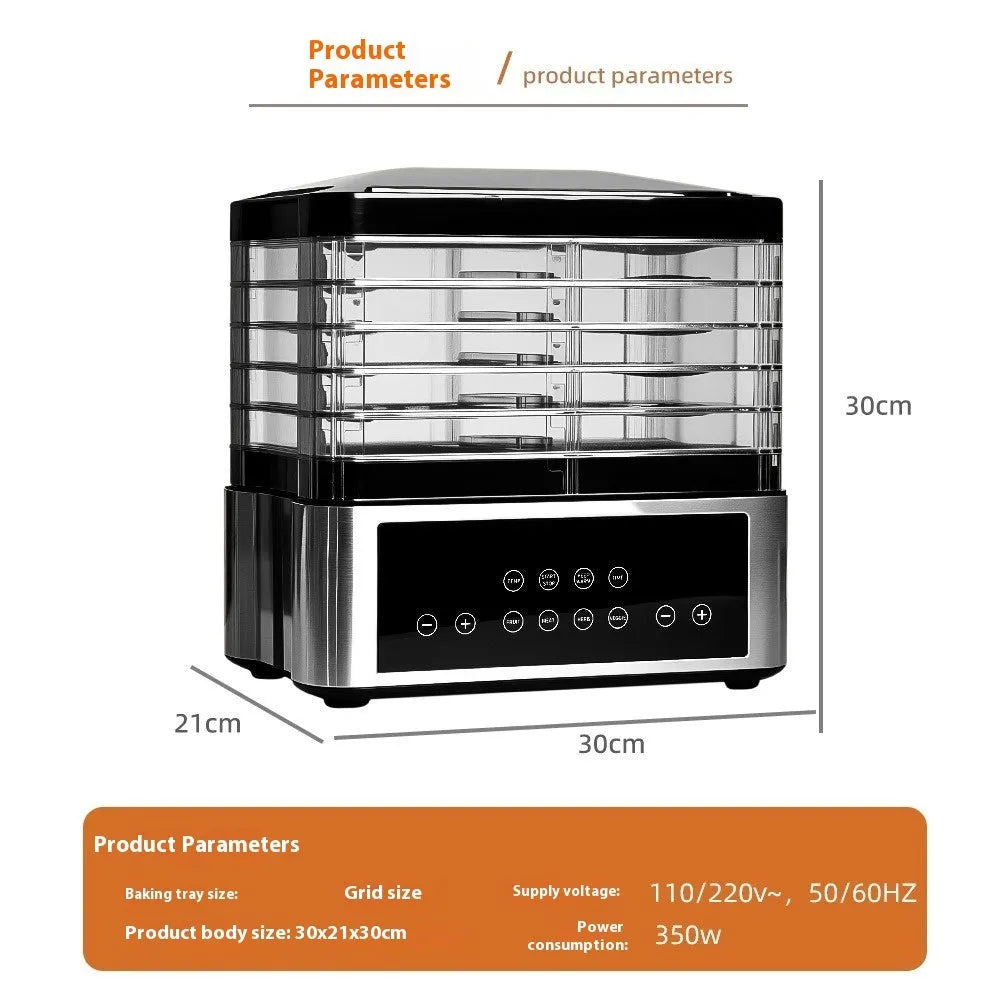 Silver stainless steel fruit dehydrator food dryer with 14 litre capacity