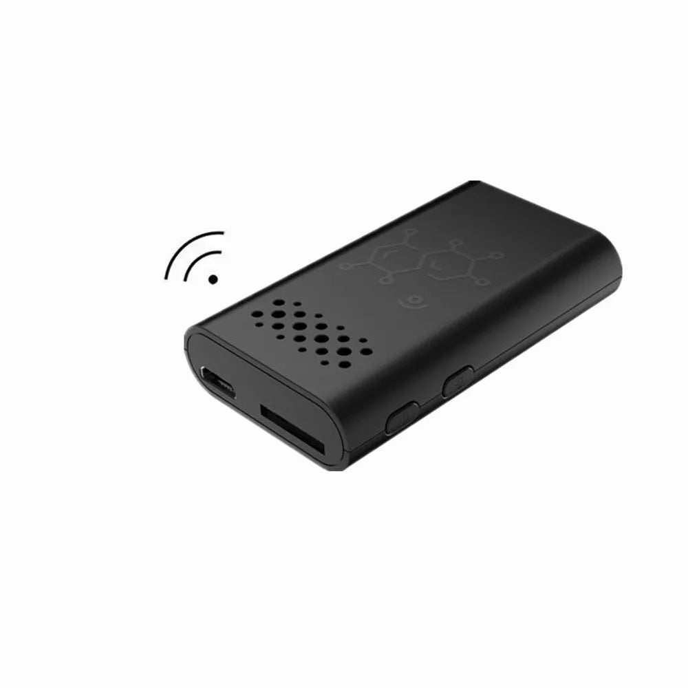 Black indoor smart security camera with WIFI connectivity for 1080p HD home monitoring and baby surveillance
