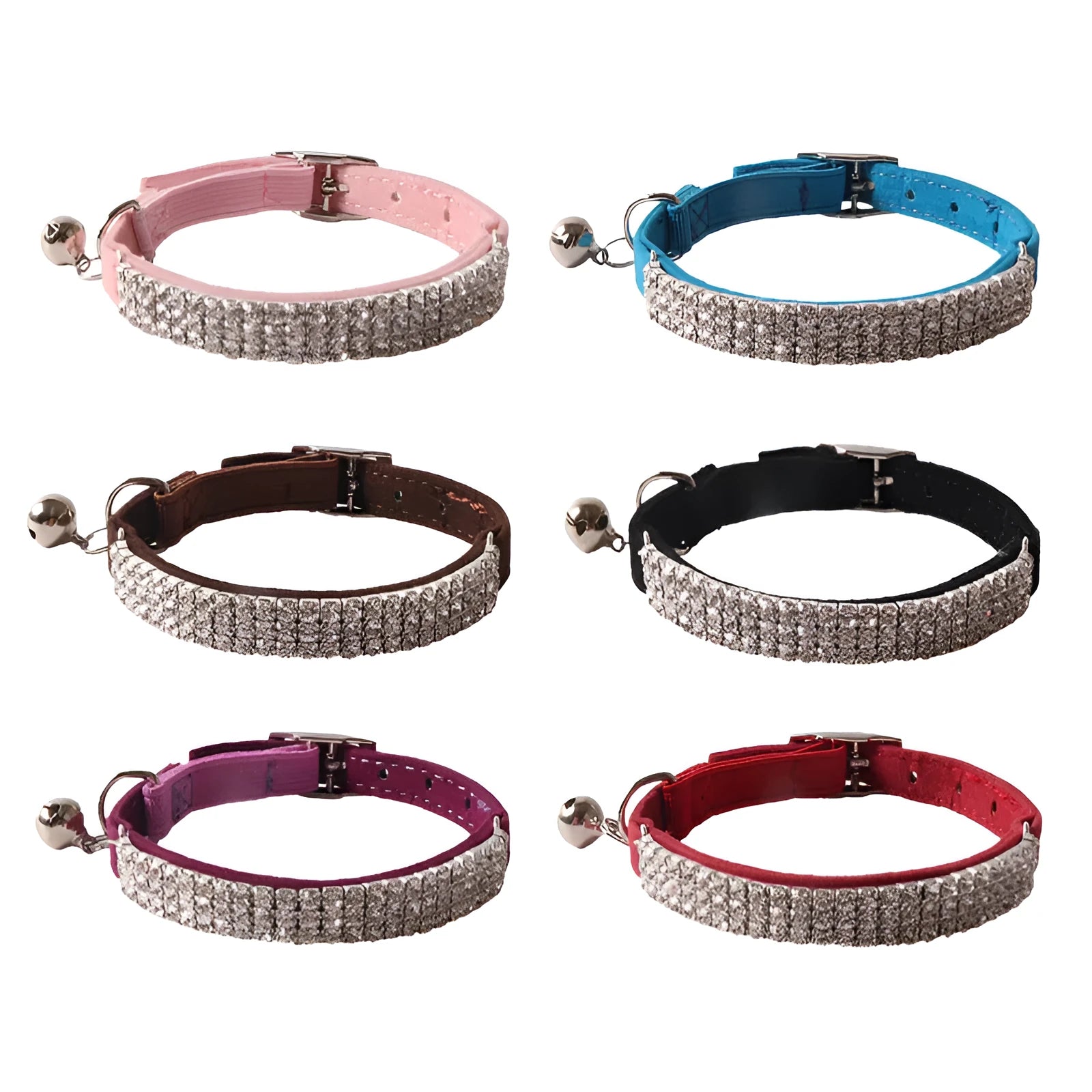 Elastic buckle gang drill pattern cat collar in six colour options including pink and dark brown