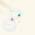 Blue and white plastic cat toy set with turntable track, tease sticks, and balls on a 50cm base