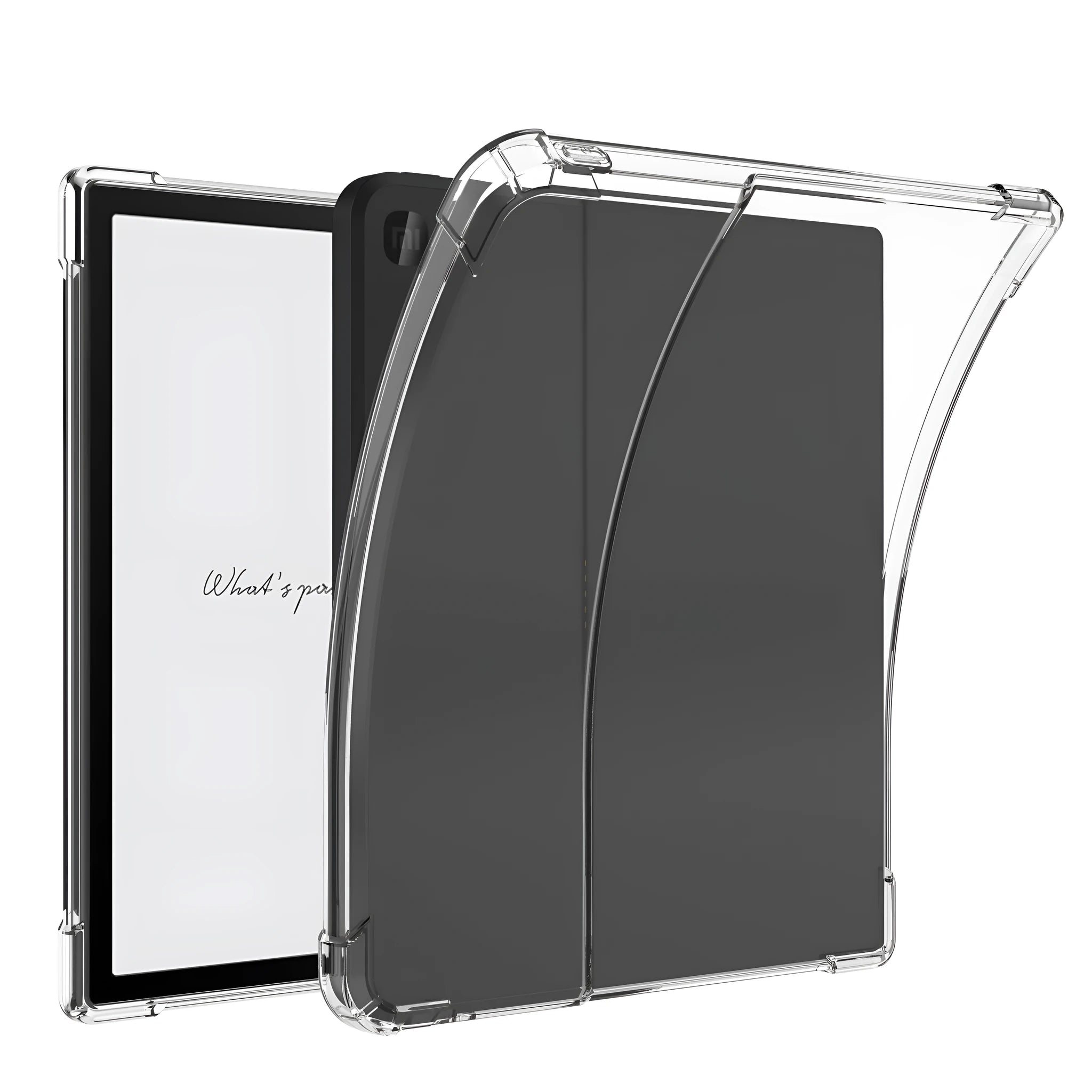 Transparent airbag protective phone case for Xiaomi devices showing clear TPU material and all-inclusive design.