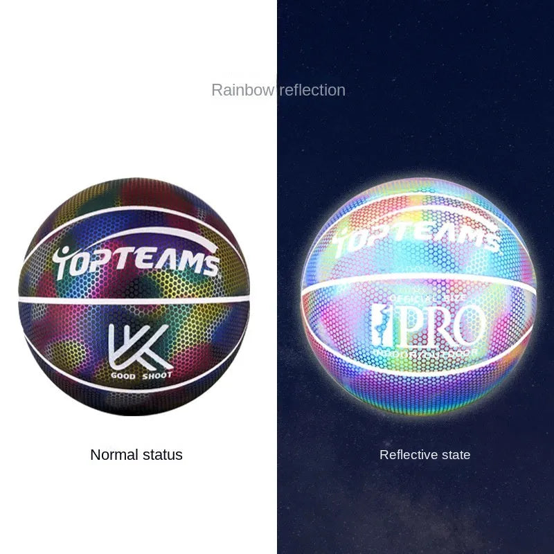 Holographic reflective fluorescent basketball No. 7 size in chroma colour