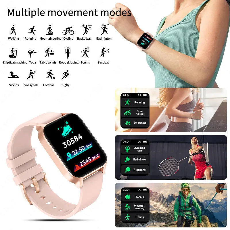 Smart colour screen health watch with black mesh strap showing heart rate monitoring display