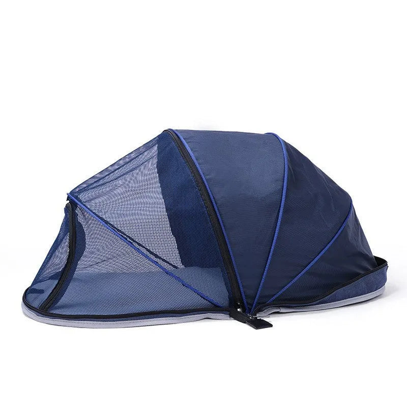 L code pet folding tent with half-mesh panels for cats in travel or camping situations