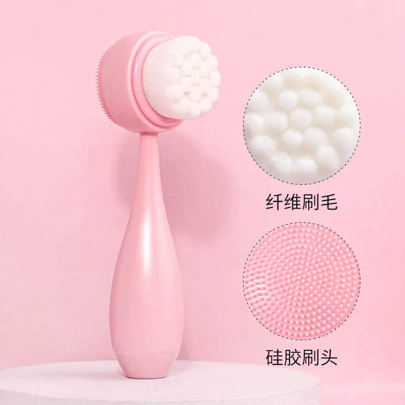 Coral fleece absorbent hair band and facial brush set in purple, grey, white or pink colours