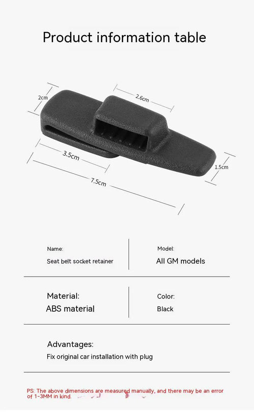 Black ABS plastic car seatbelt stopper clip preventing belt retraction