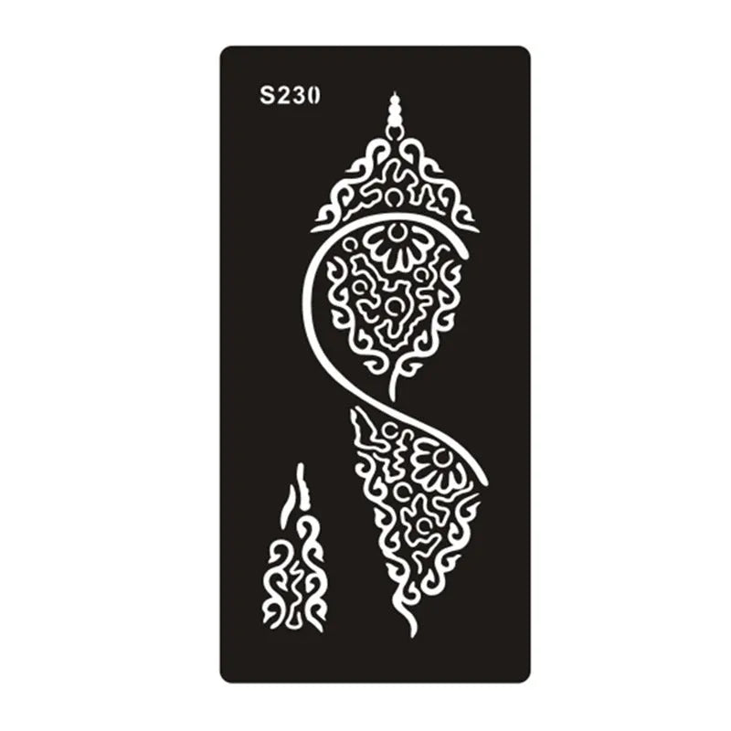 Semi-permanent hollow geometric tattoo sticker sheet on skin, showing Southeast Asian style pattern.